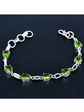 Peridot Gemstone 925 Sterling Silver Handmade Bracelet